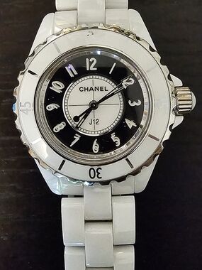 Chanel J12 White Ceramic Watch with Black Dial